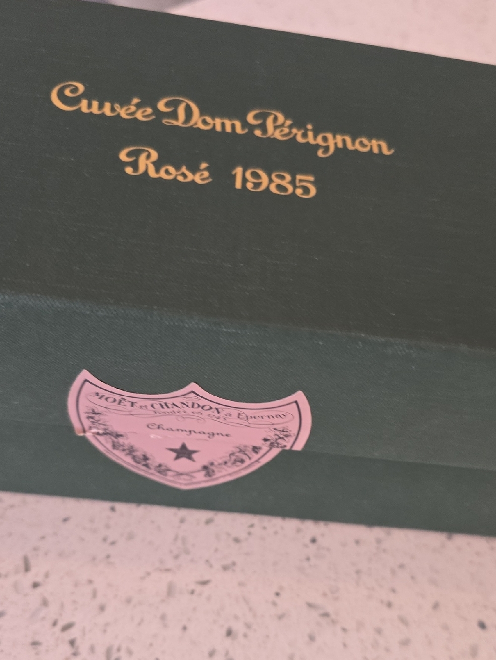 BOX ONLY Dom Pérignon Rosé 1985 Decorative Gift Box - Green & Pink